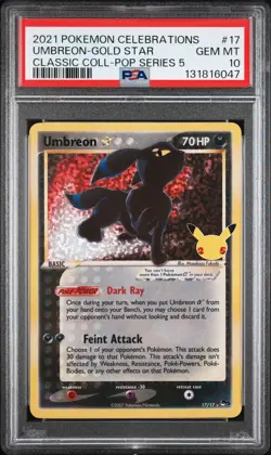 2021 POKEMON CELEBRATIONS CLASSIC COLL #17 UMBREON-GOLD STAR PSA 10 - Image 1