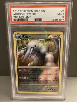 2010 POKEMON HEARTGOLD & SOULSILVER TRIUMPHANT #1 AGGRON Reverse Holo PSA 9 - Image 1