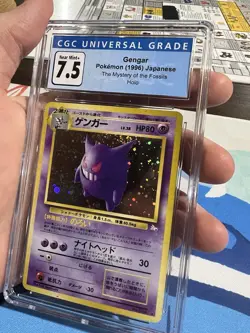 OLD CGC 7.5 NM+ Gengar Japanese The Mystery of the Fossils Holo Pokemon w/ SWIRL - Image 2