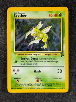 2000 Pokemon SCYTHER #17/130 Base Set 2 Unlimited Holo Rare Grass English - Image 1