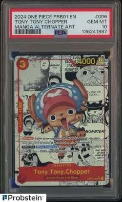 2024 One Piece PRB01 EN Manga Alternate Art #006 Tony Tony Chopper PSA 10 - Image 1
