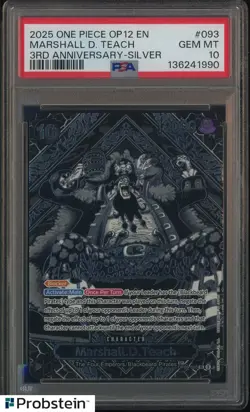 2025 One Piece OP12 English 3rd Anniversary Silver #093 Marshall D. Teach PSA 10 - Image 1