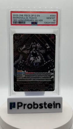 2025 One Piece OP12 English 3rd Anniversary Silver #093 Marshall D. Teach PSA 10 - Image 2