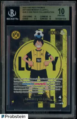 2025 ONE PIECE PROMOS BVB X ONE PIECE MATCH DAY 2025 #003 MONKEY D. LUFFY BGS 10 - Image 1