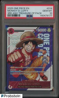 2025 One Piece EN 3rd Anniversary Treasure CP Pack #014 Monkey D. Luffy PSA 10 - Image 1