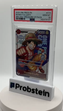 2025 One Piece EN 3rd Anniversary Treasure CP Pack #014 Monkey D. Luffy PSA 10 - Image 2