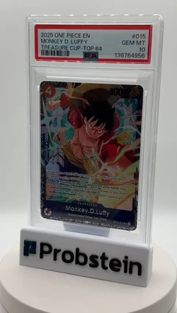 2025 One Piece EN Treasure Cup Top 64 #015 Monkey D. Luffy PSA 10 POP 17 - Image 2