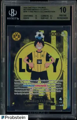 2025 ONE PIECE PROMOS BVB X ONE PIECE MATCH DAY 2025 #003 MONKEY D. LUFFY BGS 10 - Image 1