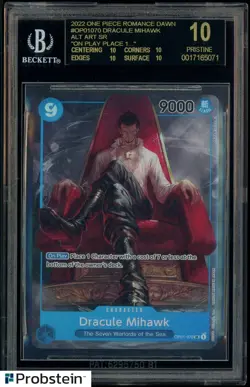 Pre-errata One Piece Romance Dawn OP01070 Dracule Mihawk 2022 BGS 10 BLACK LABEL - Image 1