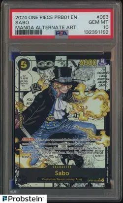 2024 One Piece PRB01 EN Manga Alternate Art #083 Sabo PSA 10 GEM MINT - Image 1