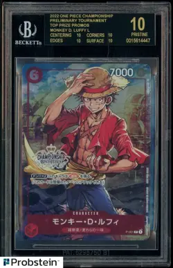 2022 One Piece Chmpsp Preliminary Top Prize Monkey D. Luffy BGS 10 BLACK LABEL - Image 1