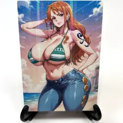 One Piece Nami Sexy Bikini Anime Waifu Girl Doujin Lewd Goddess Story Art Card - Image 2