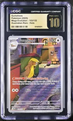 CGC Pristine 10 Gumshoos Illustration Rare Mega Evolution 2025 Pokemon Card 153 - Image 1