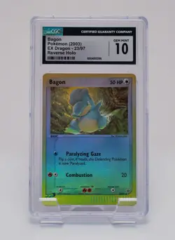 CGC Gem Mint 10 Bagon 2003 EX Dragon 23/97 Reverse Holo Pokemon Card - Image 1