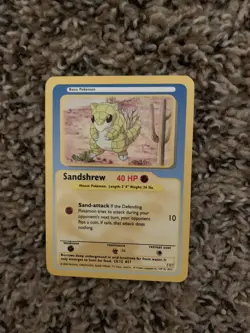 Pokemon Funskool Vintage Sandshrew Card Damaged - Image 1