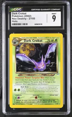 CGC 9 MINT Dark Crobat 2002 Neo Destiny 2/105 Holo Pokemon Card - Image 1