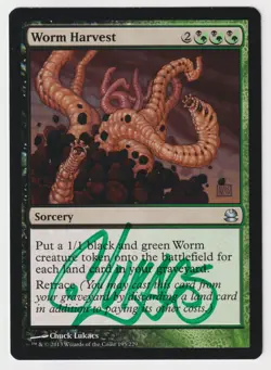 Green Signed Worm Harvest Proof MP Modern Masters Artist Chuck Lukacs MTG AP! - Image 1