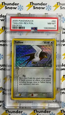 ⚡❄ 2005 Pokemon EX Deoxys #80 Taillow Reverse Foil Stamp PSA 8 - Image 1
