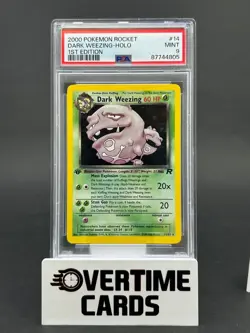 2000 Pokemon Rocket 1st Edition Dark Weezing Holo 14/82 PSA 9 MINT - Image 1