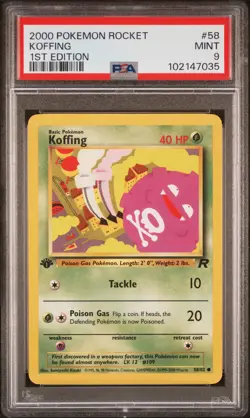 Koffing - 1st Edition - 58/82 Team Rocket - WOTC Ultd - Pokemon TCG - PSA 9 - Image 1