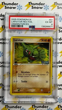 ⚡❄ 2005 Pokemon Unseen Forces #61 Larvitar Reverse Foil Stamp PSA 6 - Image 1