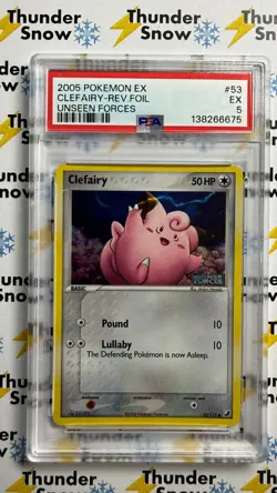 ⚡❄ 2005 Pokemon Unseen Forces #53 Clefairy Reverse Foil Stamp PSA 5 - Image 1