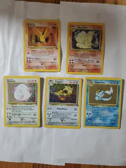 Vintage 5 Card LOT Pokemon Holos Moltres Chansey Pidgeot Vaporion Ninetales - Image 1