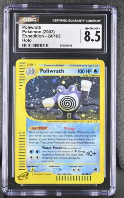 CGC 8.5 Poliwrath 2002 Expedition 24/165 Holo Pokemon Card - Image 1