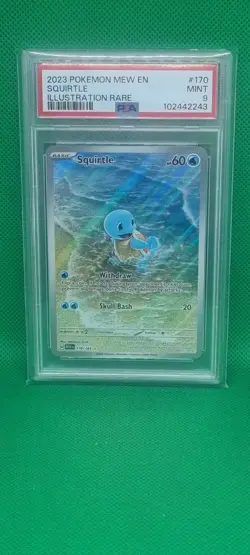 PSA 9 Squirtle 170/165 Pokemon Card 151 Illustration Rare English Mint Graded IR - Image 1
