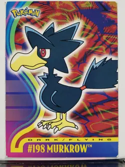 Murkrow # 198 - LP - 1999 Topps Johto Series 1 Pokemon Card $2 Flat Shipping - Image 1