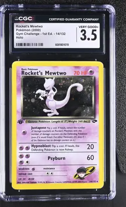 CGC 3.5 Rocket's Mewtwo Gym Challenge 1st Edition 14/132 Holo Pokemon Card - Image 1