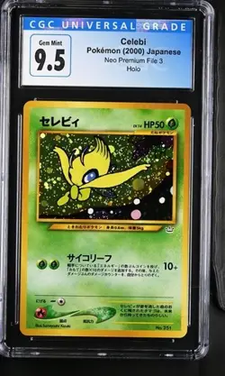 Pokemon CGC 10 (9.5 Blue Label) Japanese Celebi Neo Premium File 3 Holo Gem Mint - Image 1