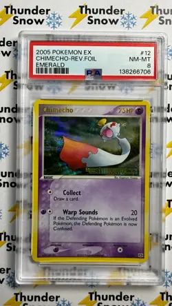 ⚡❄ 2005 Pokemon Emerald #12 Chimecho Reverse Foil Stamp PSA 8 - Image 1
