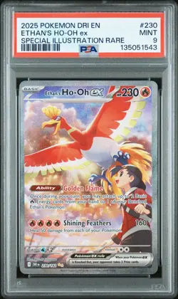 2025 POKEMON DESTINED RIVALS SPECIAL ILLUSTRATION RARE ETHAN'S HO-OH EX PSA 9 - Image 1