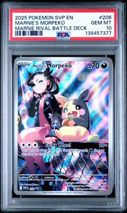 2025 POKEMON SVP EN-SV BLACK STAR PROMO #206 MARNIE'S MORPEKO PSA 10 - Image 1