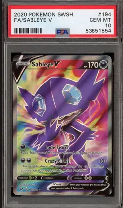 Pokemon Sableye V Sword & Shield Full Art #194 PSA 10 Gem Mint - Image 1