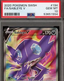 Pokemon Sableye V Sword & Shield Full Art #194 PSA 10 Gem Mint - Image 3