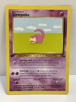 Pokemon WOTC Tcg Vintage Slowpoke 55/62 Fossil Regular 1st Edition LP - Image 1