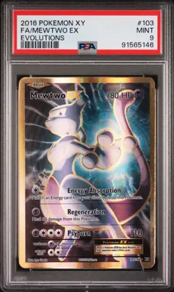 2016 Pokemon TCG XY Evolutions FA (Full Art) Mewtwo EX #103 Mint PSA 9 New - Image 1