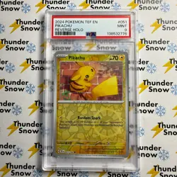 ⚡❄ 2024 Pokemon Temporal Forces #051 - Pikachu Reverse Holo PSA 9 ⚡❄⚡❄⚡❄ - Image 1