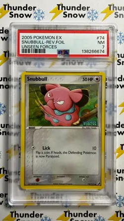 ⚡❄ 2005 Pokemon Unseen Forces #74 Snubbull Reverse Foil Stamp PSA 7 - Image 1