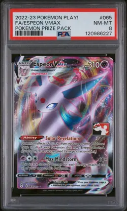 2022-2023 POKEMON PLAY! POKEMON PRIZE PACK 065 FULL ART/ESPEON VMAX PSA 8 - Image 1