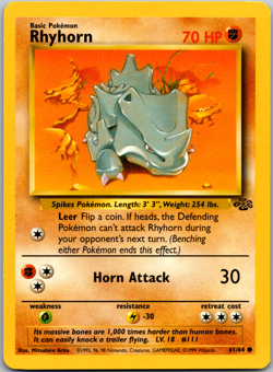 Pokemon Rhyhorn 61/64 Jungle Regular - LP - Image 1