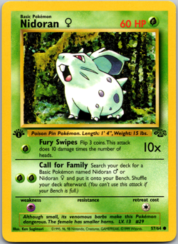 Pokemon 1st edition Nidoran F 57/64 Jungle Regular - LP - Image 1