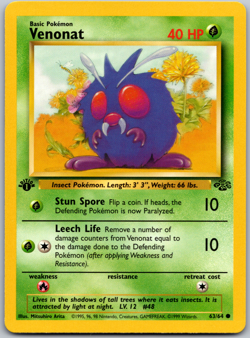 Pokemon 1st edition Venonat 63/64 Jungle Regular - NM - Image 1