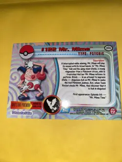 2000 Topps Pokemon TV Animation Edition Series 3 Holo Foil #122 Mr. Mime - Image 3