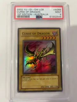 YuGiOh PSA 9 NM - MT LOB-A066 1st Ed Curse of Dragon LOB-066 Australian Pop 9 - Image 1