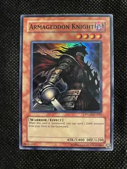 YUGIOH Super Rare Armageddon Knight PTDN-EN021 - Image 1