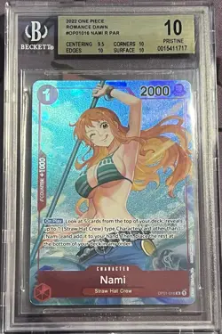 2022 One Piece Romance Dawn Nami Errata (up to 1) OP01-016 BGS 10 Pristine - Image 1