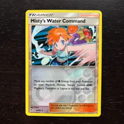 Misty's Water Command 63/68 Pokemon Hidden Fates S & M Reverse Holo Rare Card NM - Image 1